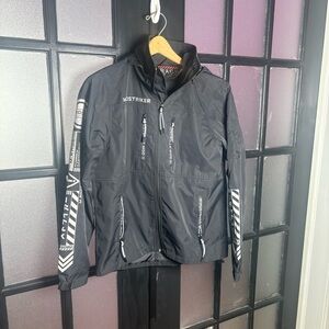 M.Rage Development Group Windbreaker Jacket Small Black Graphic Techwear